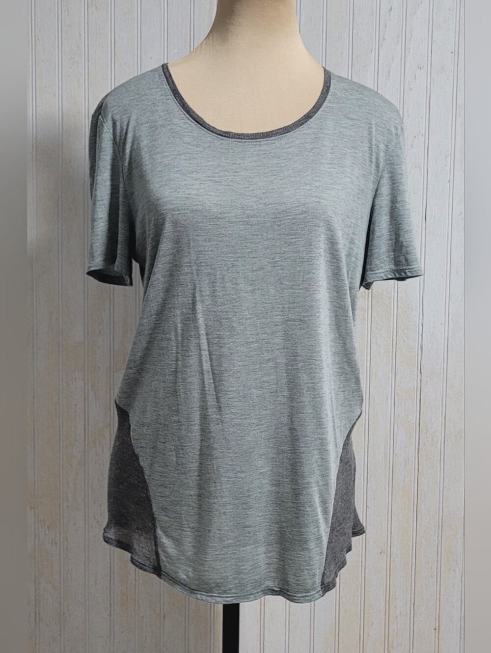 Helmut Lang Heather Light Grey Half Rib Micro Modal Tee Size L
